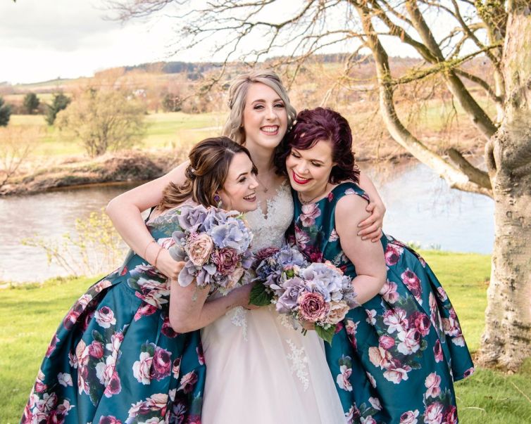 Bride and her bridesmaids