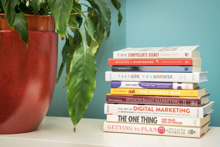 Books on a shelf